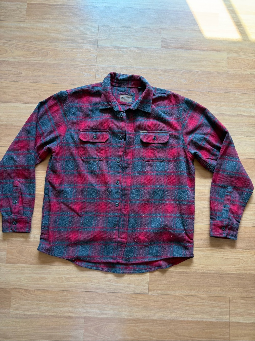 Orvis XL Red & Gray Plaid Flannel Shirt